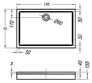 Поддон для душа Kolpa San Flamenco 150x70