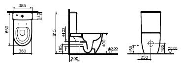 Унитаз напольный VitrA Sento back to wall 9830B003-7203