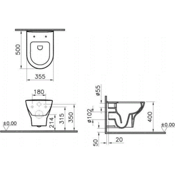 Унитаз подвесной VitrA Zentrum Rime-Ex 5795B003-0075