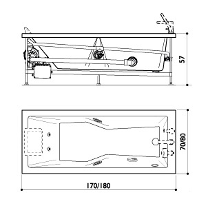 Акриловая ванна Jacuzzi Energy 180 SX (L)