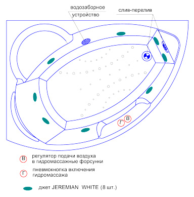 Акриловая ванна Радомир Лоуэл white левая