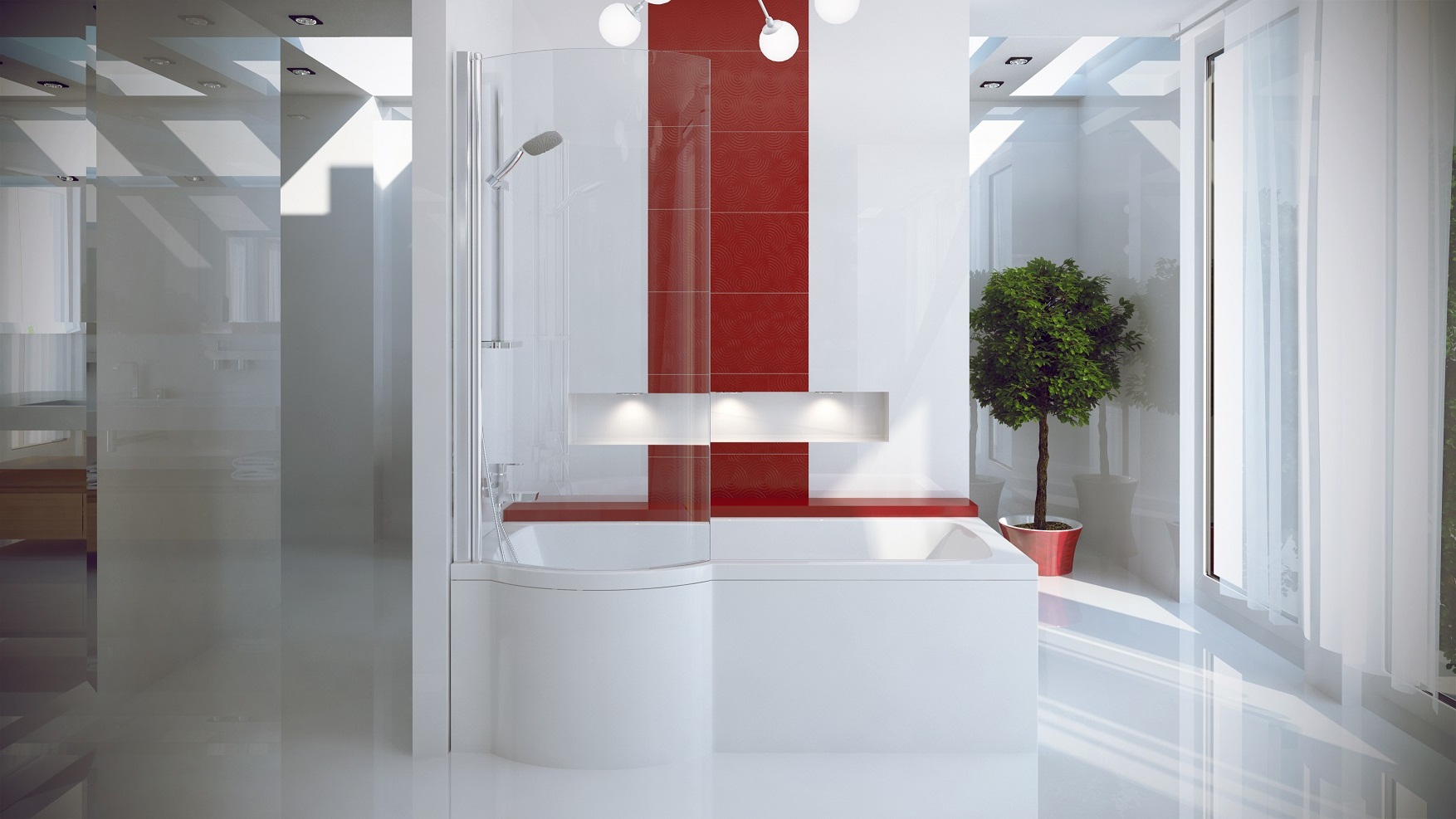 Акриловая ванна BESCO INSPIRO с душевой кабиной 160x70 L