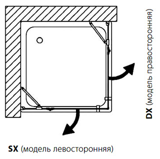 Душевая дверь в нишу Samo Trendy Zenit B9912ULUTR (R)