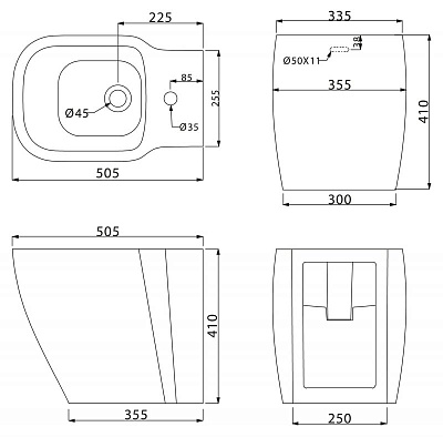 Биде напольное BelBagno Aldina BB114B