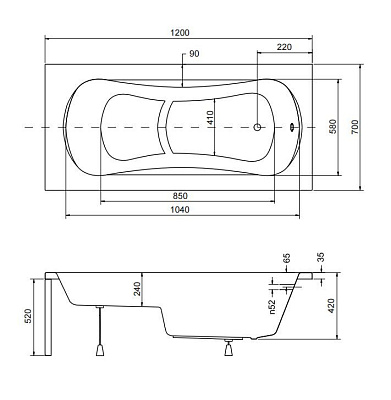 Акриловая ванна BESCO Aria Rehab 120
