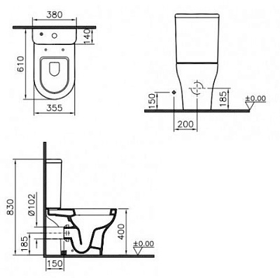 Унитаз-компакт напольный VitrA Zentrum Pan-Cistern