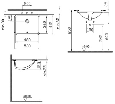 Раковина VitrA S50 5339B003 встраиваемая