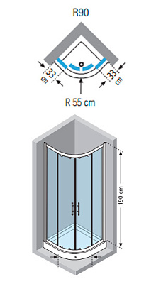 Душевой уголок Novellini Lunes R LUNESR90-1B