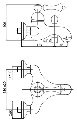 Смеситель Cezares Margot MARGOT-VM-02-M для ванны с душем