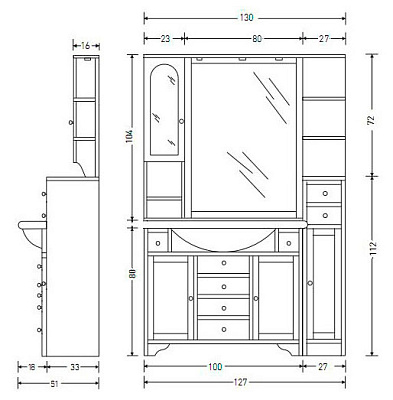 Мебель для ванной Eban Eleonora Modular 130 L белая