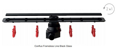 Confluo Frameless Line 550 Black Glass Линейный трап PESTAN