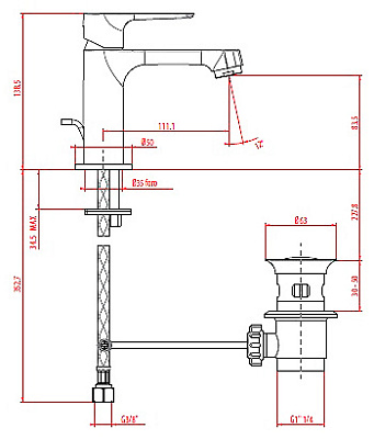 Смеситель Gattoni H2OMIX 3000 3041C0 для раковины