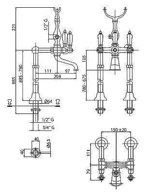 Смеситель Cezares First FIRST-VDP-01-Bi напольный