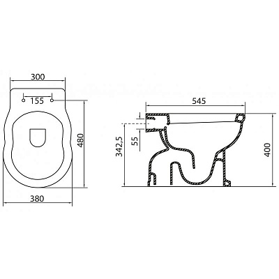 Чаша для унитаза приставного BelBagno Boheme BB115CB/BB115SCM-CRM