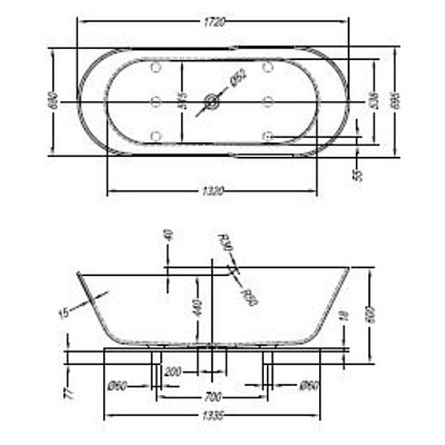 Акриловая ванна KOLPA SAN Atys Retro FS 172x70