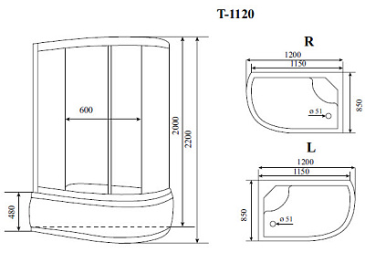 Душевая кабина Timo Standard T-1120 R