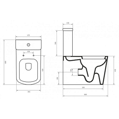 Чаша для унитаза-компакта BelBagno Albano безободковый