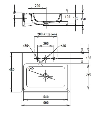 Раковина Jacob Delafon Fit E1188 встраиваемая