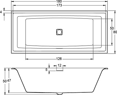 Акриловая ванна RIHO Still Square R 180x80 LED