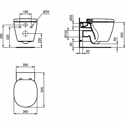 Подвесной унитаз Ideal Standard Connect AquaBlade E047901