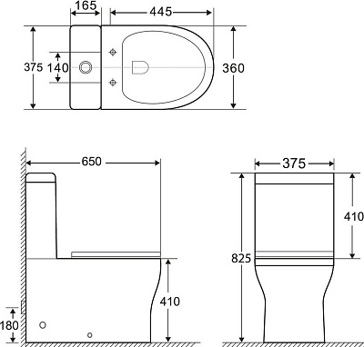 Чаша для унитаза-компакт BelBagno Ancona BB1224CPR-P
