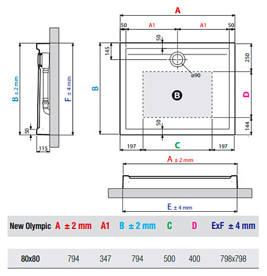 Поддон для душа Novellini New Olympic 80x80 см высокий