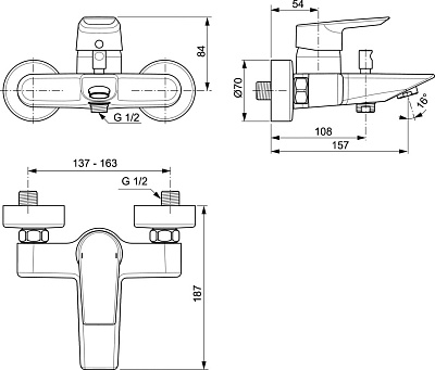 Смеситель Ideal Standard Tesi A6583AA для ванны