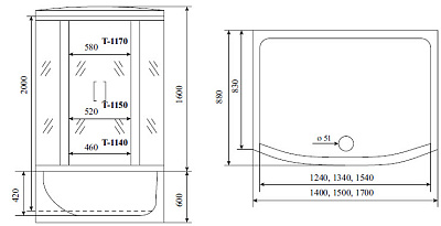 Душевая кабина Timo Standard T-1150