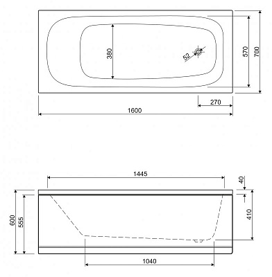 Акриловая ванна CEZARES Eco 160x70