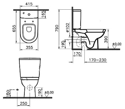 Унитаз-компакт VitrA Form 300 9729B003 сиденье с микролифтом