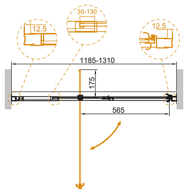 Душевая дверь в нишу Cezares VARIANTE-B-1-130/140-C-Cr