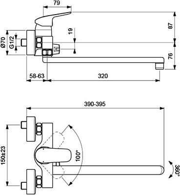 Смеситель для ванны с душем Ideal Standard Ceraflex B1741AA