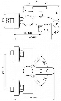 Смеситель для ванны Ideal Standard Ceraline BC199U5