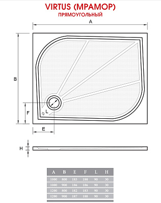 Поддон для душа ALPEN Virtus 120x90