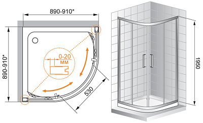 Душевой уголок Cezares Porta R2 100 P Cr