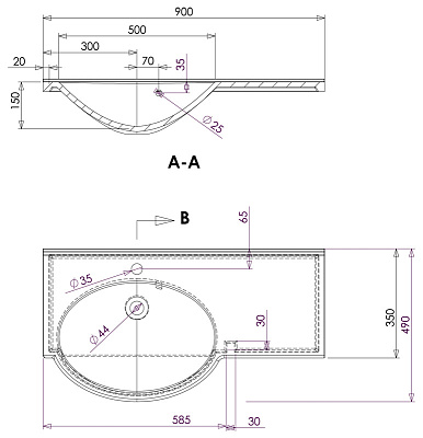 Тумба с раковиной Aquanet Лайн 90 L