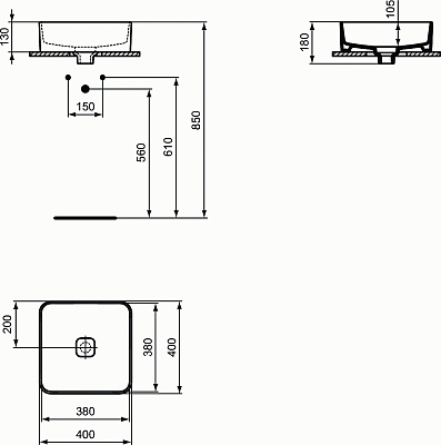 Раковина Ideal Standard Strada II Square Vessel 40 T296201