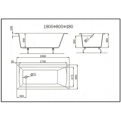 Чугунная ванна Castalia Prime 180x80