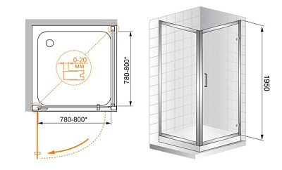 Душевой уголок Cezares Porta A11 100 C Cr