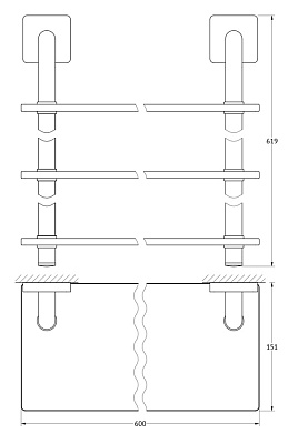 Полка Ellux Avantgarde AVA 043 3-х ярусная, 60 см