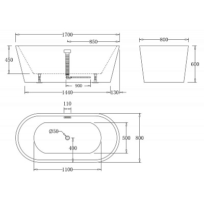 Акриловая ванна BELBAGNO 170x80