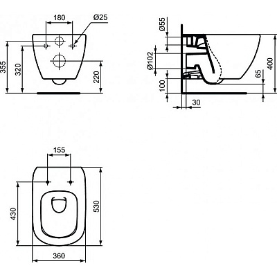 Подвесной унитаз Ideal Standard Tesi AquaBlade T0079V3