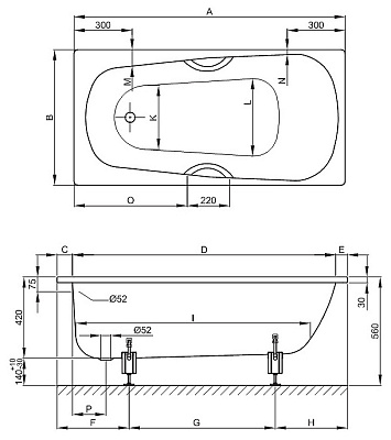 Стальная ванна Bette Form Safe 3970 2GR AD