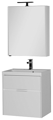Тумба с раковиной Aquanet Латина 60 2 ящика белая