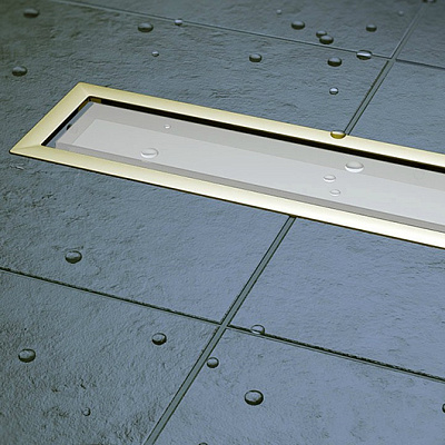 Confluo Premium White Glass Gold Line 850 Линейный трап PESTAN