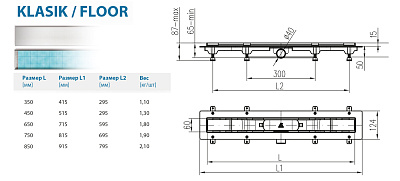 Водоотводящий желоб ALPEN Klasic/Floor ALP-450K1
