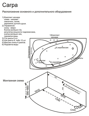 Акриловая ванна Bas Сагра 160 см L
