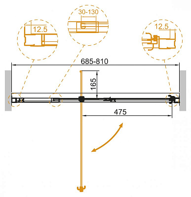Душевая дверь в нишу Cezares VARIANTE-B-1-70/80-C-Cr