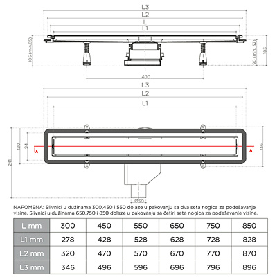 Confluo Premium With Black Glass Line 850 Линейный трап PESTAN