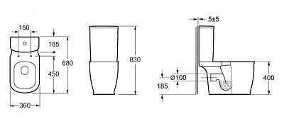 Чаша для унитаза-компакта BelBagno Prado BB10150CP